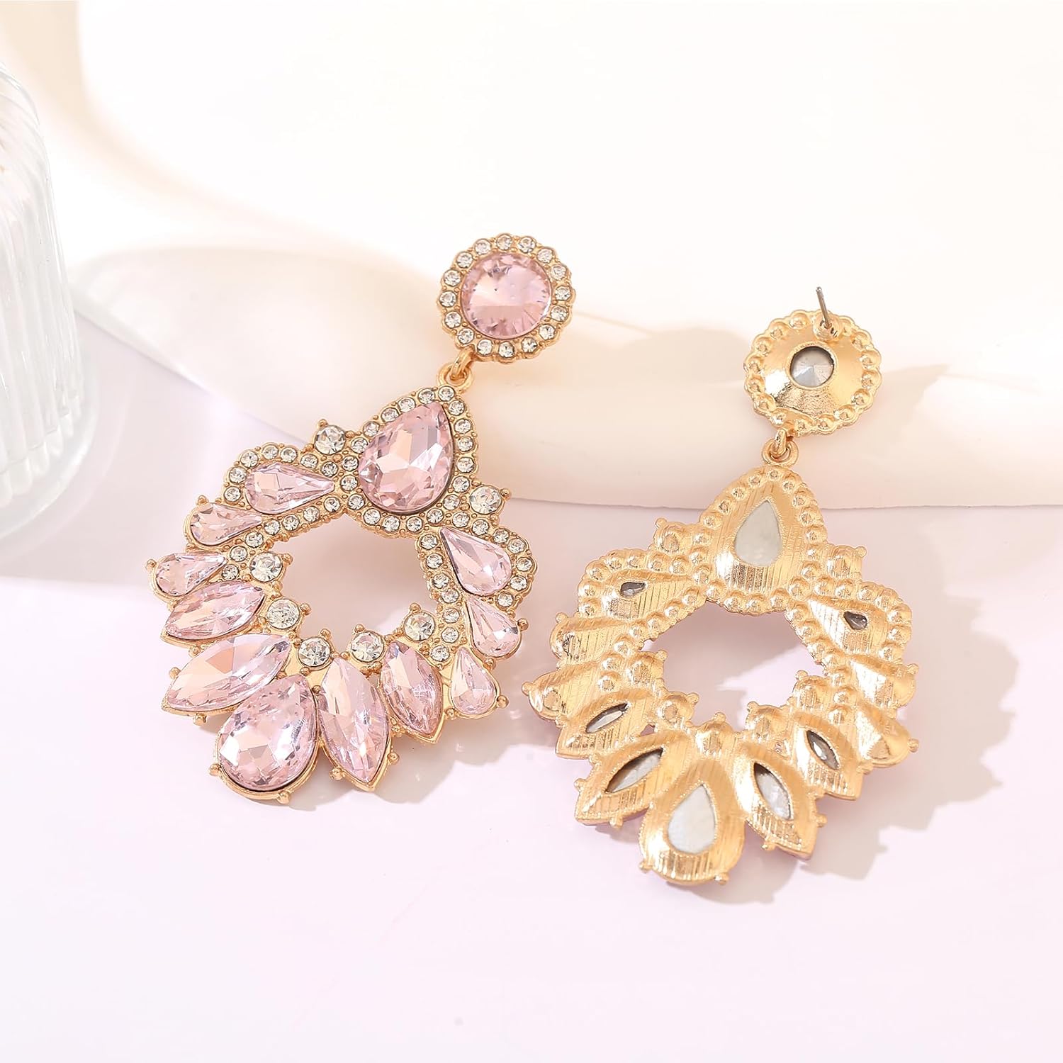 Fashion Rhinestone Statement Drop Dangle Earrings Large Colorful Crystal Chandelier Earrings for Women Bridal Wedding Party Prom - Image 7