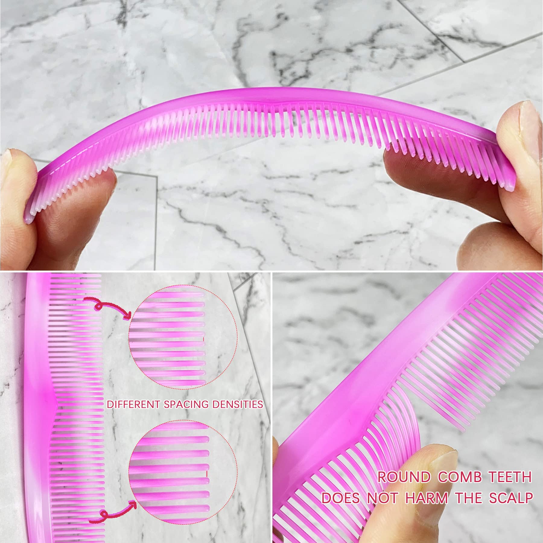 Juego de 50 peines de pelo de plástico fino para mujeres y hombres, peine de vestir fino 4