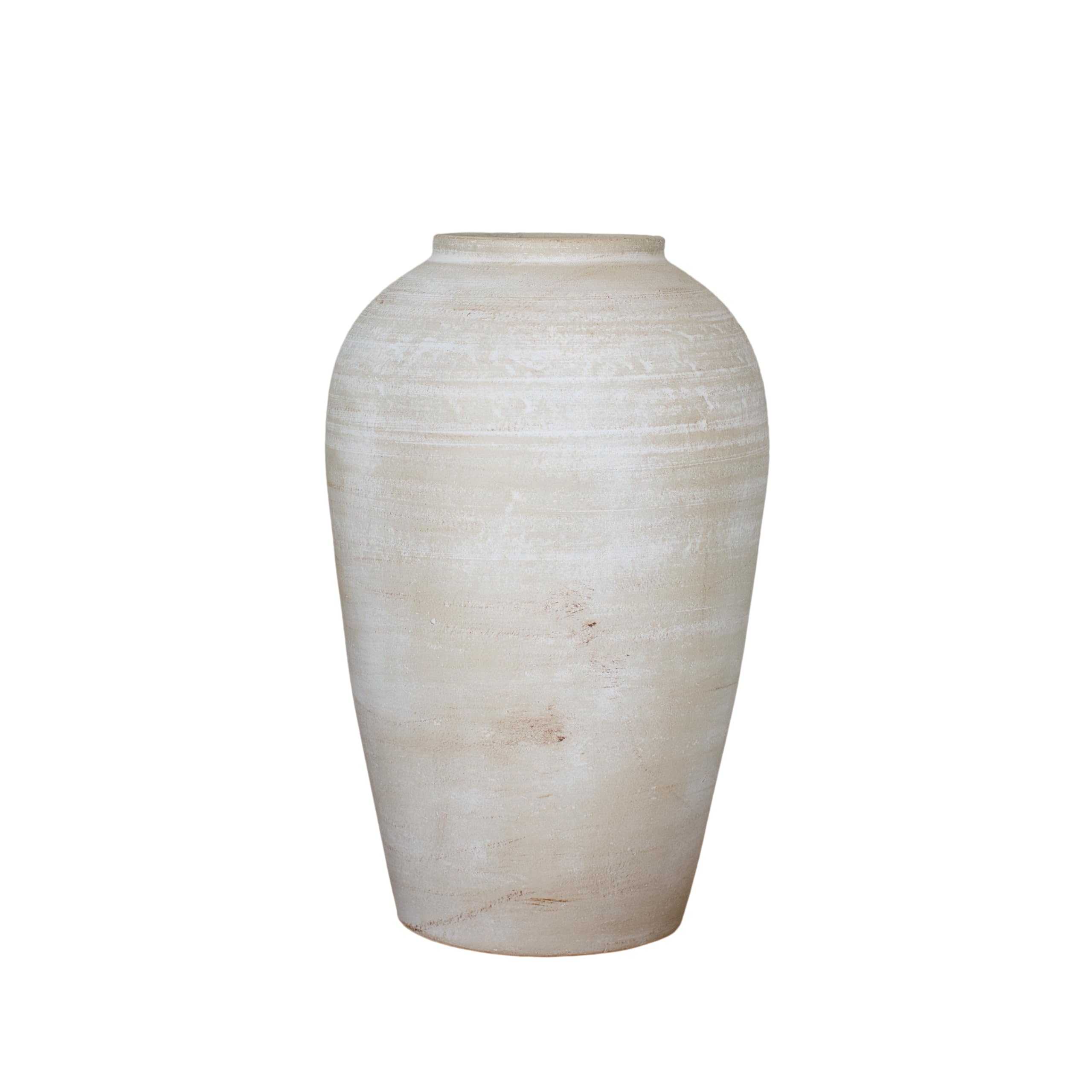 Arthur Cameron - Langdale Terracotta Off-White Large Urn - Hand-crafted and hand-painted by artisans in India using traditional techniques, this tall vase adds rustic charm to any room