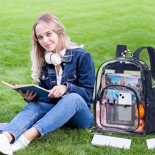 Miniatura 8 de Mochila escolar transparente y resistente de cloruro de polivinilo, para mujeres y hombres, talla única