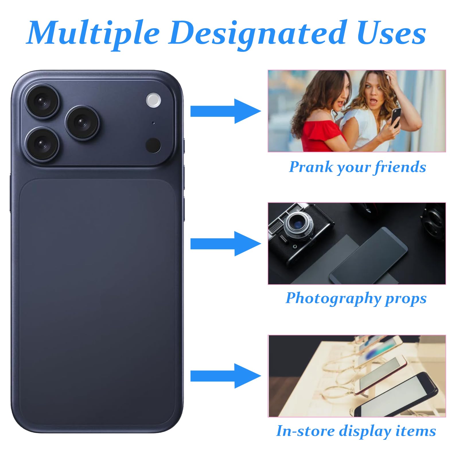 Fake Phone Dummy Prop Phone, Black Screen DecoyPhone PearPhone Non-WorkingPhone, DisplayPhone Look Like Real Phone 17 Pro, Blue - 5