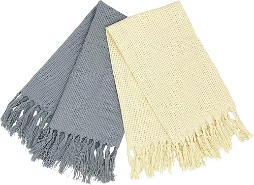 Miniatura 6 de Juego de 6 manteles individuales de algodón con borlas bohemias, para cocina, estilo casa de campo, color gris