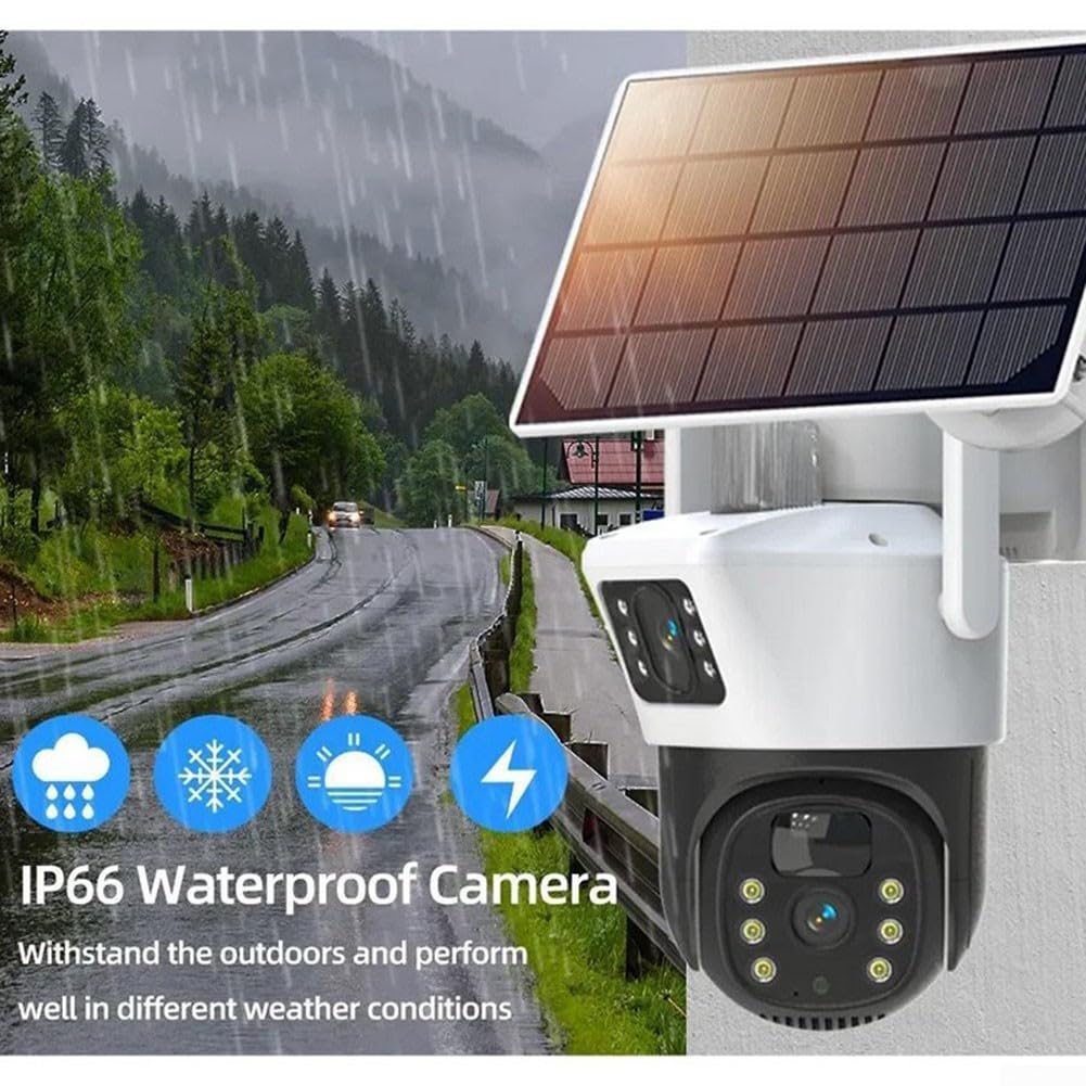 Bezprzewodowa kamera bezpieczeństwa, zewnętrzna, solarna, 4 MP, podwójny obiektyw, 4G, PTZ, system CCTV, kolorowa, do noktowizji, dwukierunkowy dźwięk, inteligentne wykrywanie osób, IP66, do