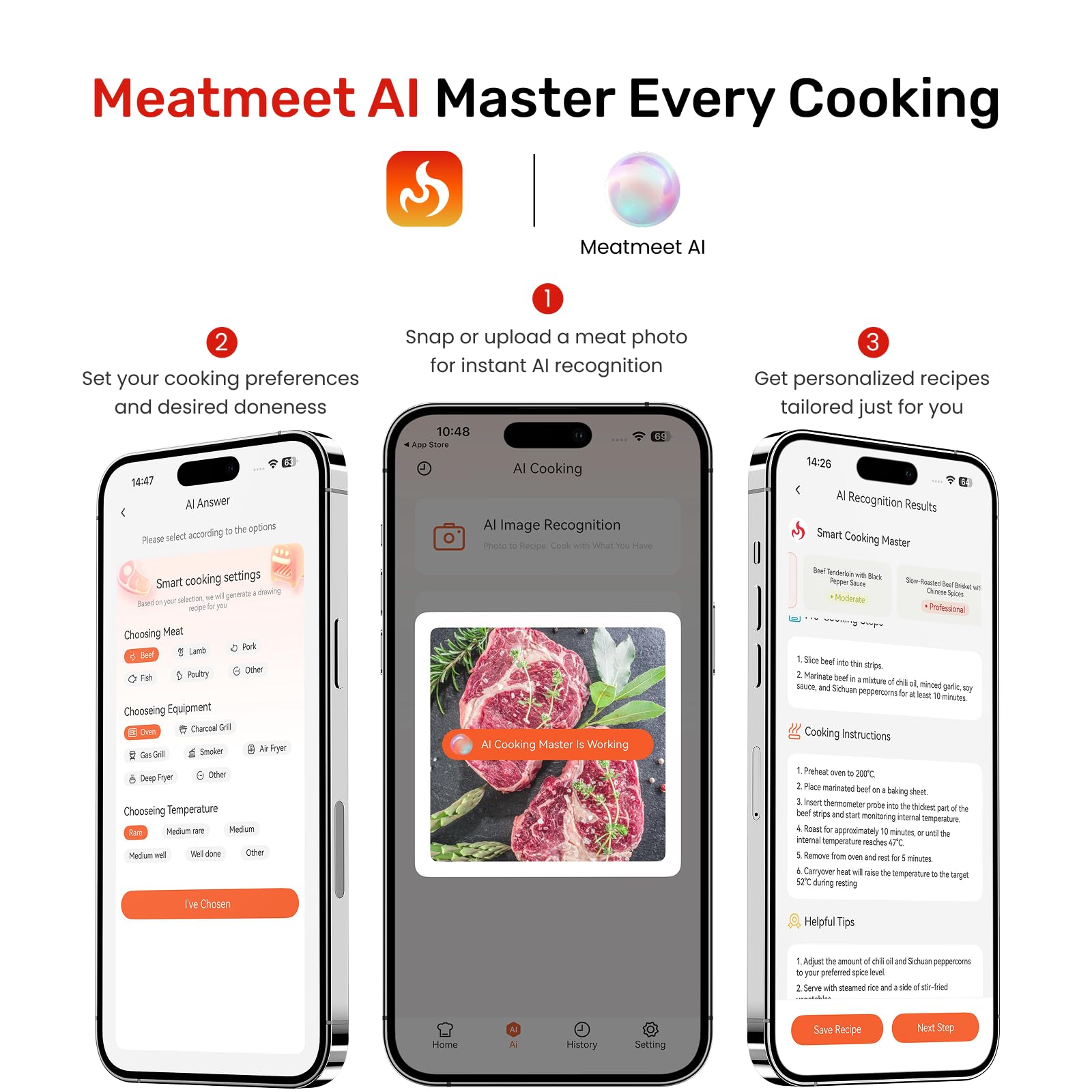 Bluetooth Meat Thermometer Wireless, 4 Probes, Standalone Base | 6 Sensors With ±0.18°F Accuracy, WiFi, IP69 Waterproof, AI-Guided Cooking, for Kitchen, BBQ, Grill, Oven, and Smoker (Z Pro)