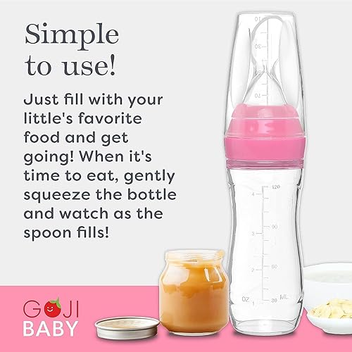 Miniatura 3 de Cuchara dispensadora de alimentos de silicona para bebés de 4 onzas - Paquete de 2 - Ideal para bebés de más de 4 meses - Incluye tapón - Fácil de