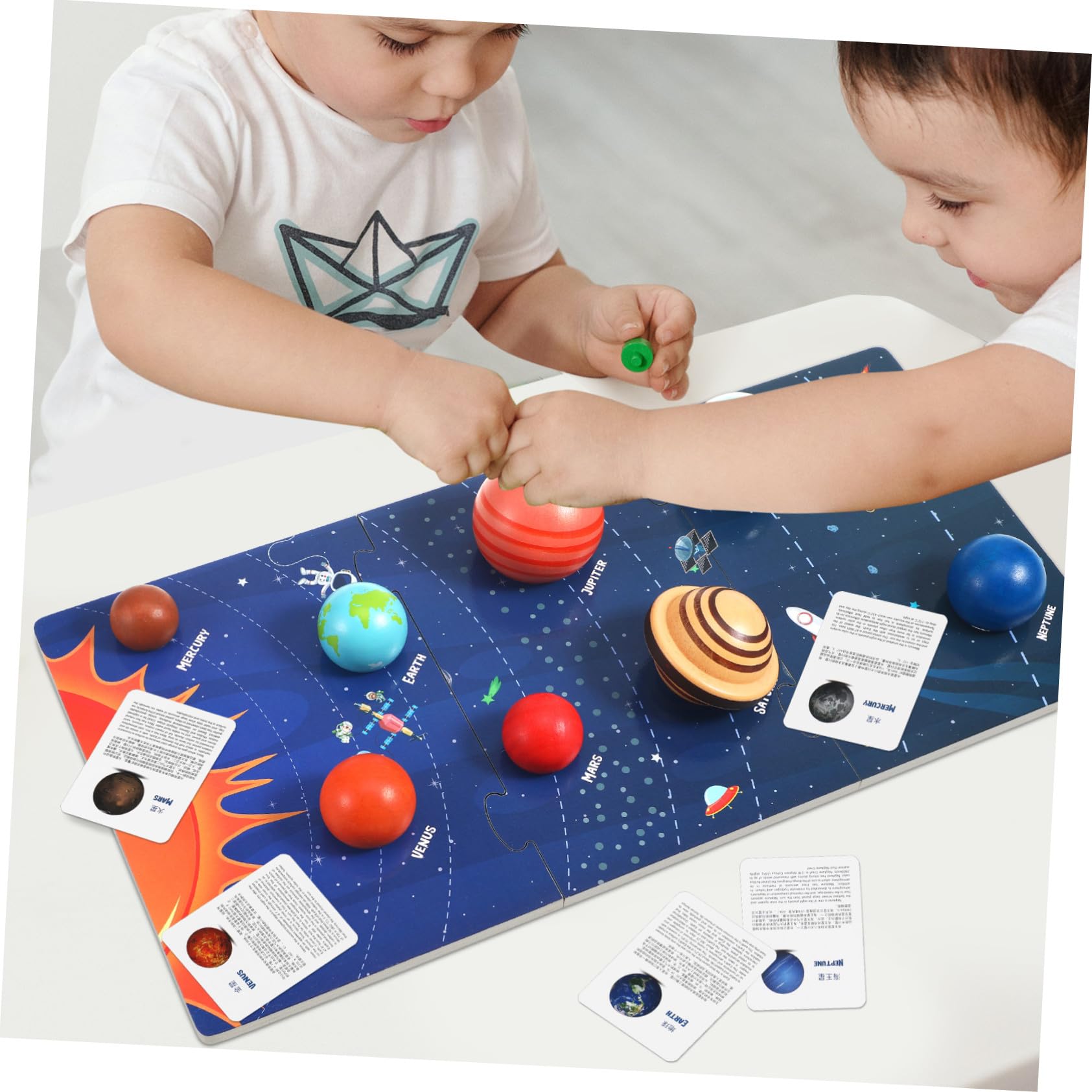 ORFOFE Puzzle Didattico in Legno 8 Pianeti Del Cosmo Per Bambini Sopra i 3 Anni, Giocattolo Spaziale Educativo Resistente Per Gioco e Apprendimento