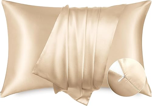 Miniatura 7 de Bedsure Funda de almohada de satén para el cabello, fundas de almohada de satén de granito azul, tamaño estándar con cremallera 2, similar a las