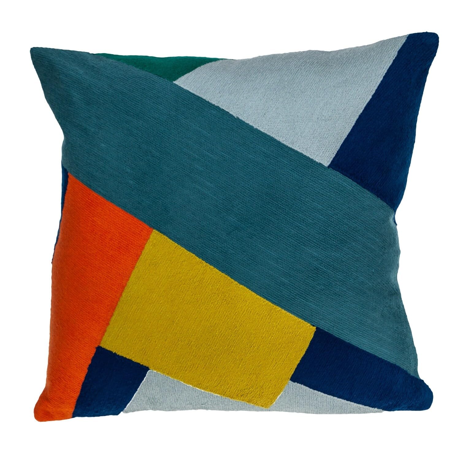 Bed Bath Beyond 20 X 20 Blue Geometric Zippered 100 Cotton Throw Pillow