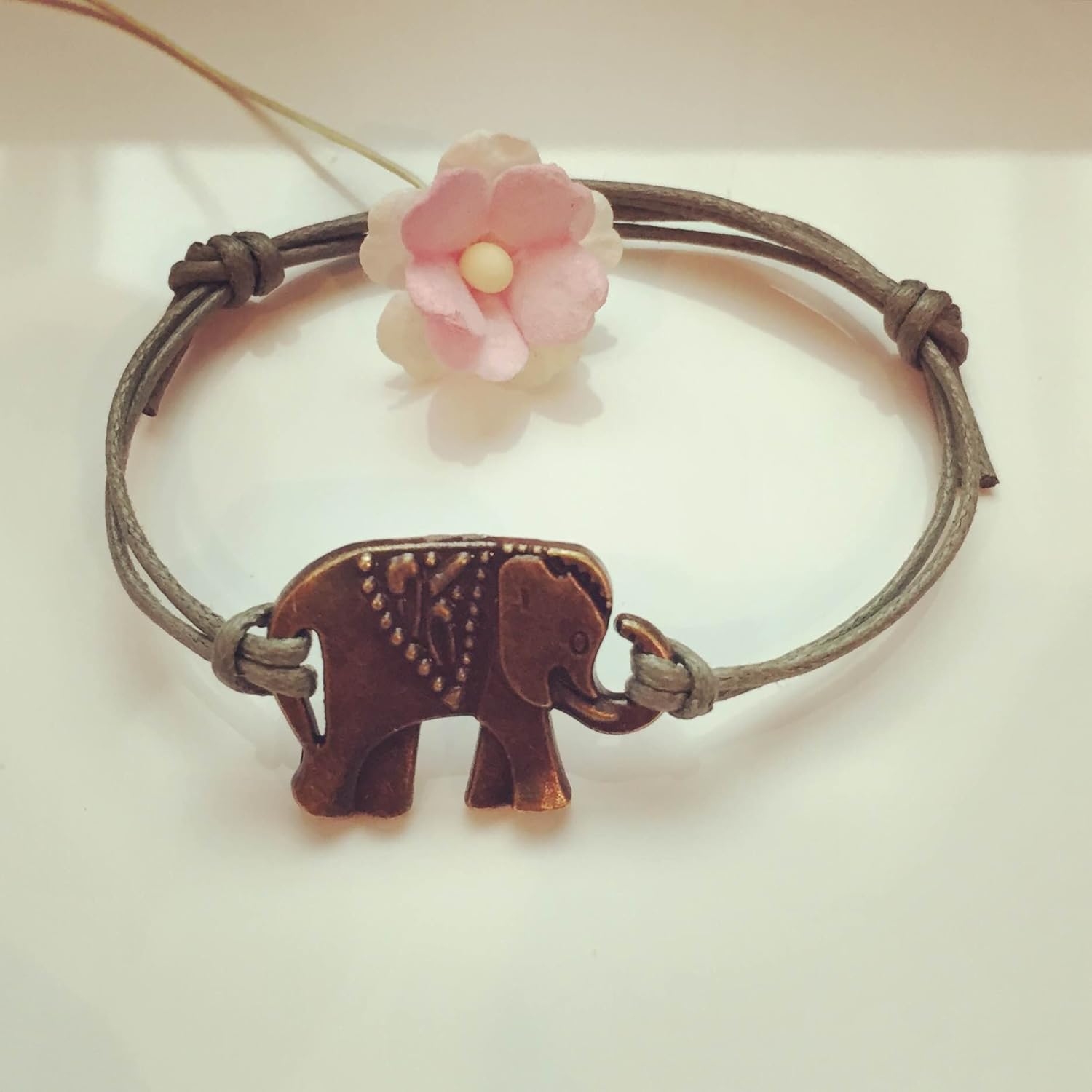 Elefant Armband in Olivgrün Bronze Größenverstellbar, elephant