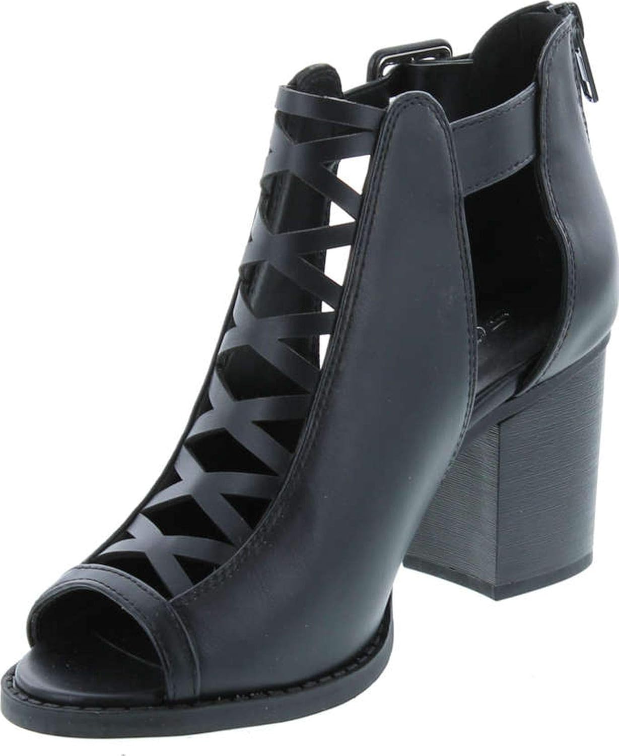 Soda Aran ~ Women Open Toe Crisscross Straps Back Zipper High Heel Fashion Sandal with Adjustable Ankle Strap - Image 2