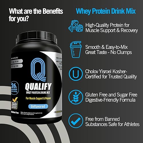 Miniatura 4 de Mezcla de bebida en polvo de proteína de suero de leche, sin sabor, sin gluten, altamente kosher, 0.92 oz de proteína, 0.11 onzas de BCAA, 0.31