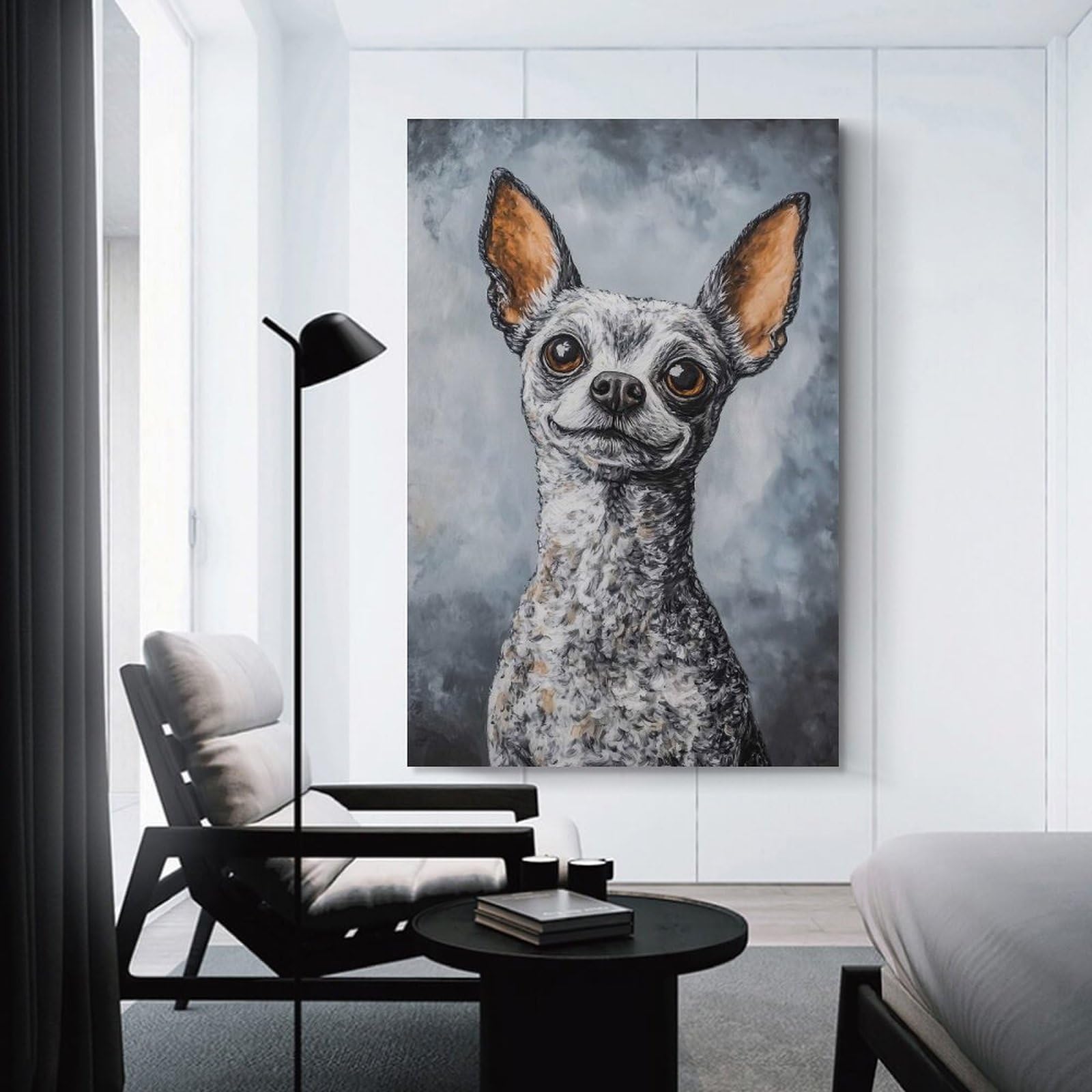 Junmoney Chihuahua Portrait Canvas Art Print, 16x24inch(40x60cm), for Bedrooms, Workspaces And Everyday Interiors, A Flexible Wall Accent for Shared Spaces