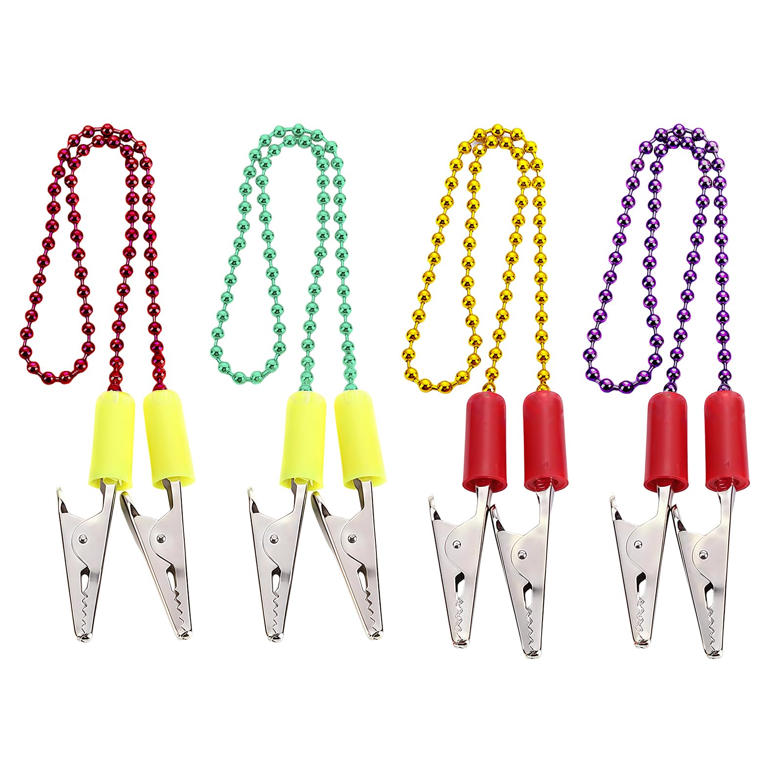 Jazuaiao Multicolor 4Lots Rustless Steel Napkins Necklace Clip With Silver Chains Rustproof Metal Fasteners For Dining Tableware Multipurpose Metal Napkins Holder