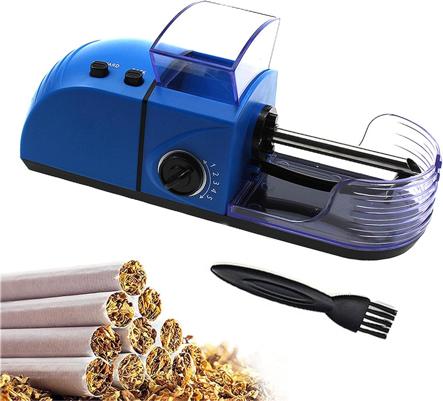 Electric Cigarette Rolling Machine, 6.5mm/8mm Adjustable Tobacco Density Cigarette Roller Maker, DIY Cigarette Making Tools,Blue-8mm
