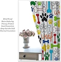 Vista 82 de Cortinas opacas con estampado de patas de perro, estampado de patas de perro y huesos, tratamiento de ventana, cortinas con aislamiento térmico