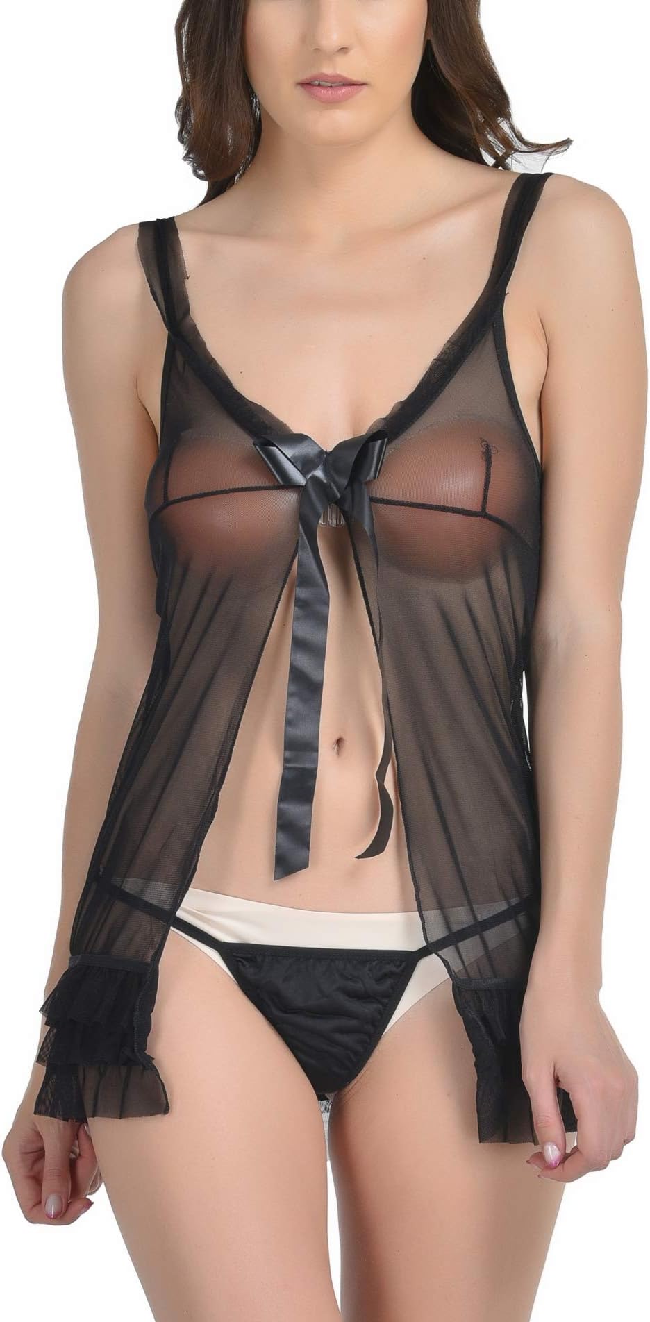 Temfen Women's Blended Babydoll Dress Black