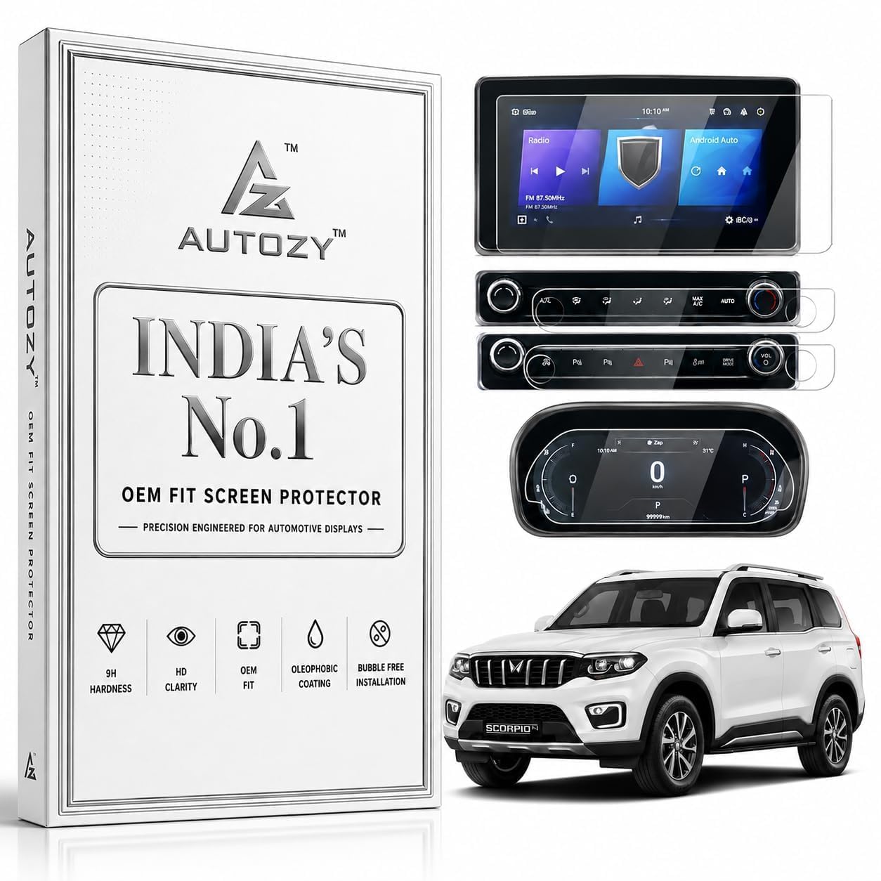 Screen Protector for Mahindra Scorpio-N 2022-2026 3 Pack Tempered Glass for 10.25 Inch Infotainment Screen, Instrument Cluster & Steering Control Panel | 9H Hardness | HD Clear | Anti Scratch | Anti Fingerprint | Bubble Free-image-31