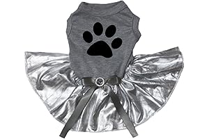 Petitebella Valentine's Day Footprint Grey Shirt Bling Silver Tutu Puppy Dog Dress in Small