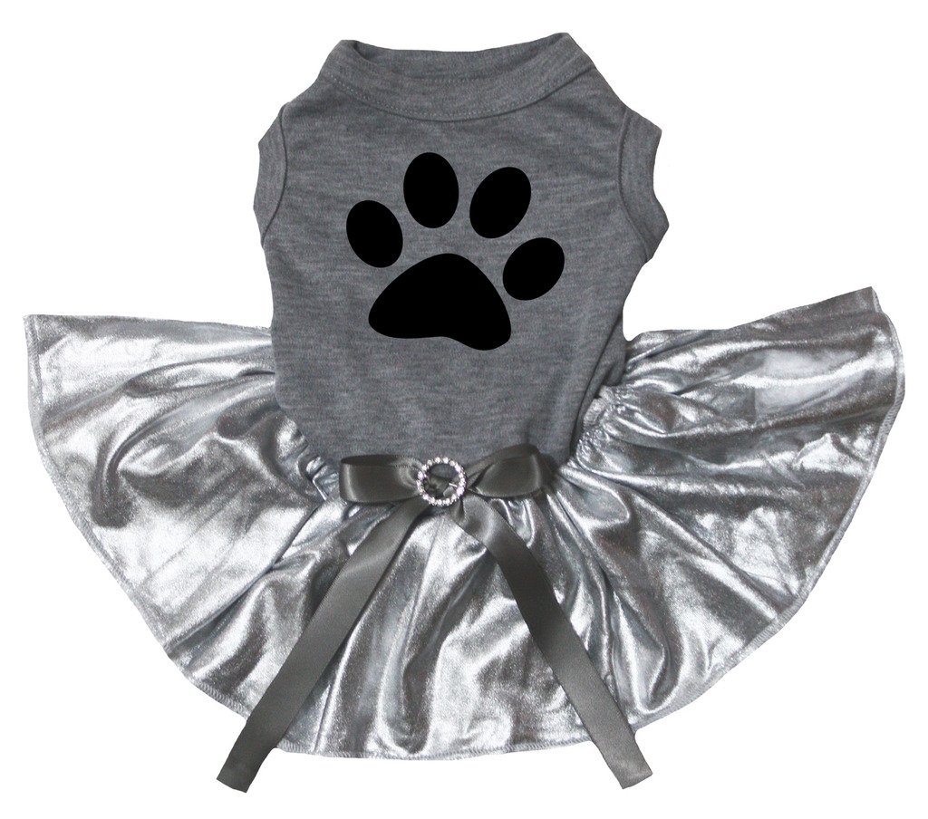 Robe de chien tutu argent Bling coton gris évite frottements pattes