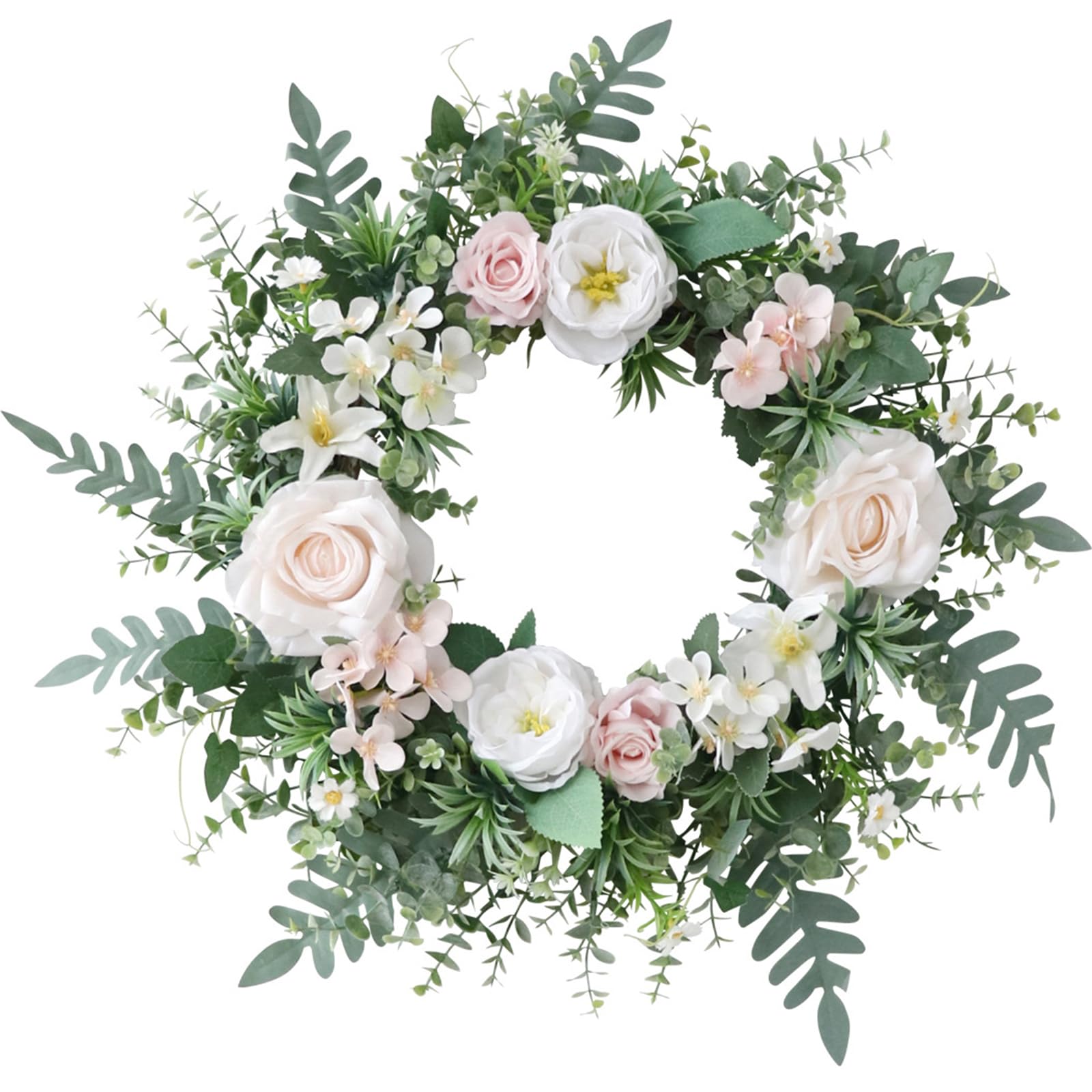 Tsophreniq Artificial Rose Wreath Front Door Wreath Artificial Spring Holiday for Wall Wedding Party Home Decor Rose Flowers Wreaths for Front Door Christmas