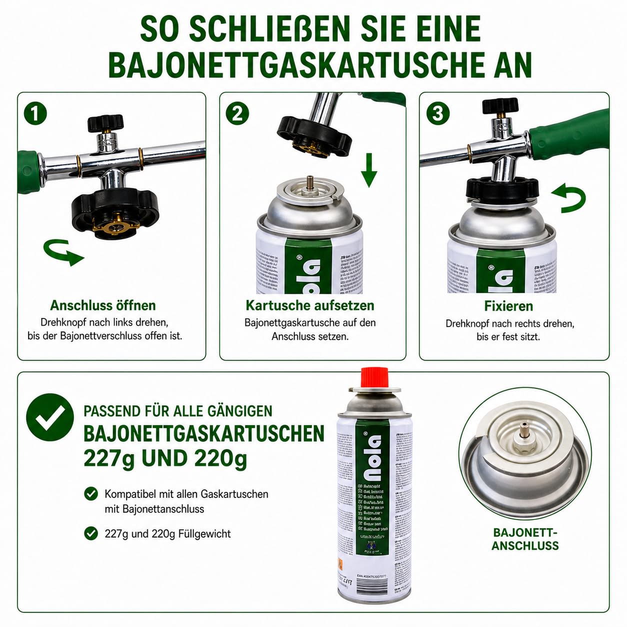 Désherbeur thermique NOLA max. 1,3 °C, connexion à baïonnette, herbicide de 80 cm, brûleur à gaz butane Art. 879, brûleur à gaz puissant, allumage piézoélectrique, flamme réglable, compatible : NOLA