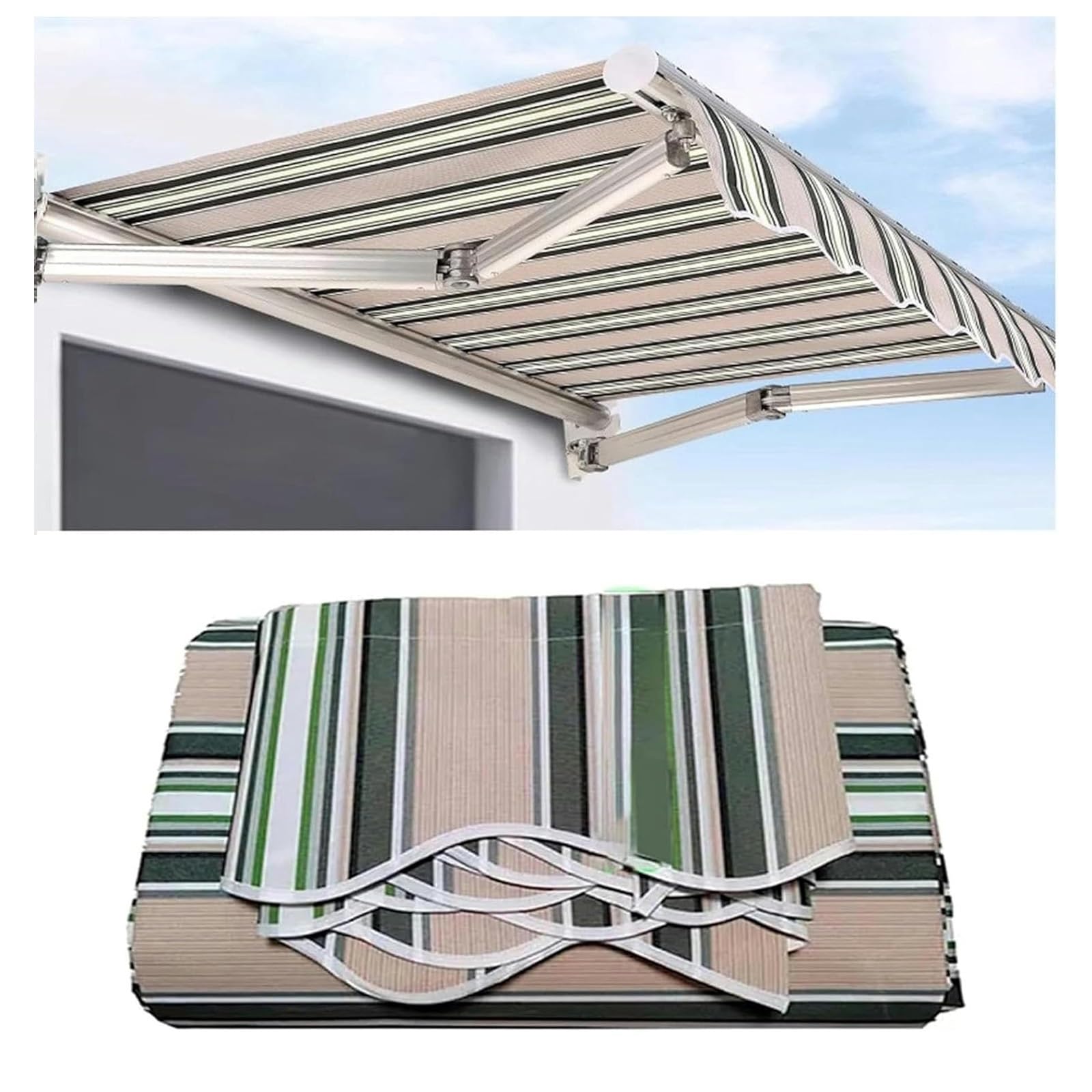 Tela retráctil de repuesto impermeable de 280 g/m² para terraza, hogar, patio, balcón, 6,5 unidades