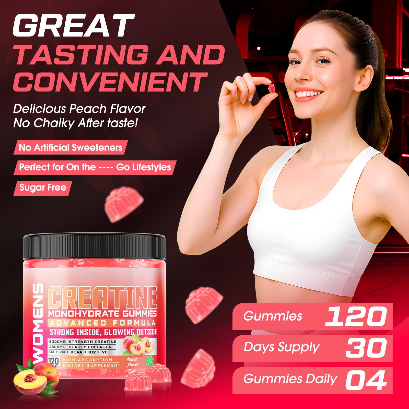 Creatine for Women, 6000mg Creatine Monohydrate Gummies with Collagen, BCAA — Amazon image 6