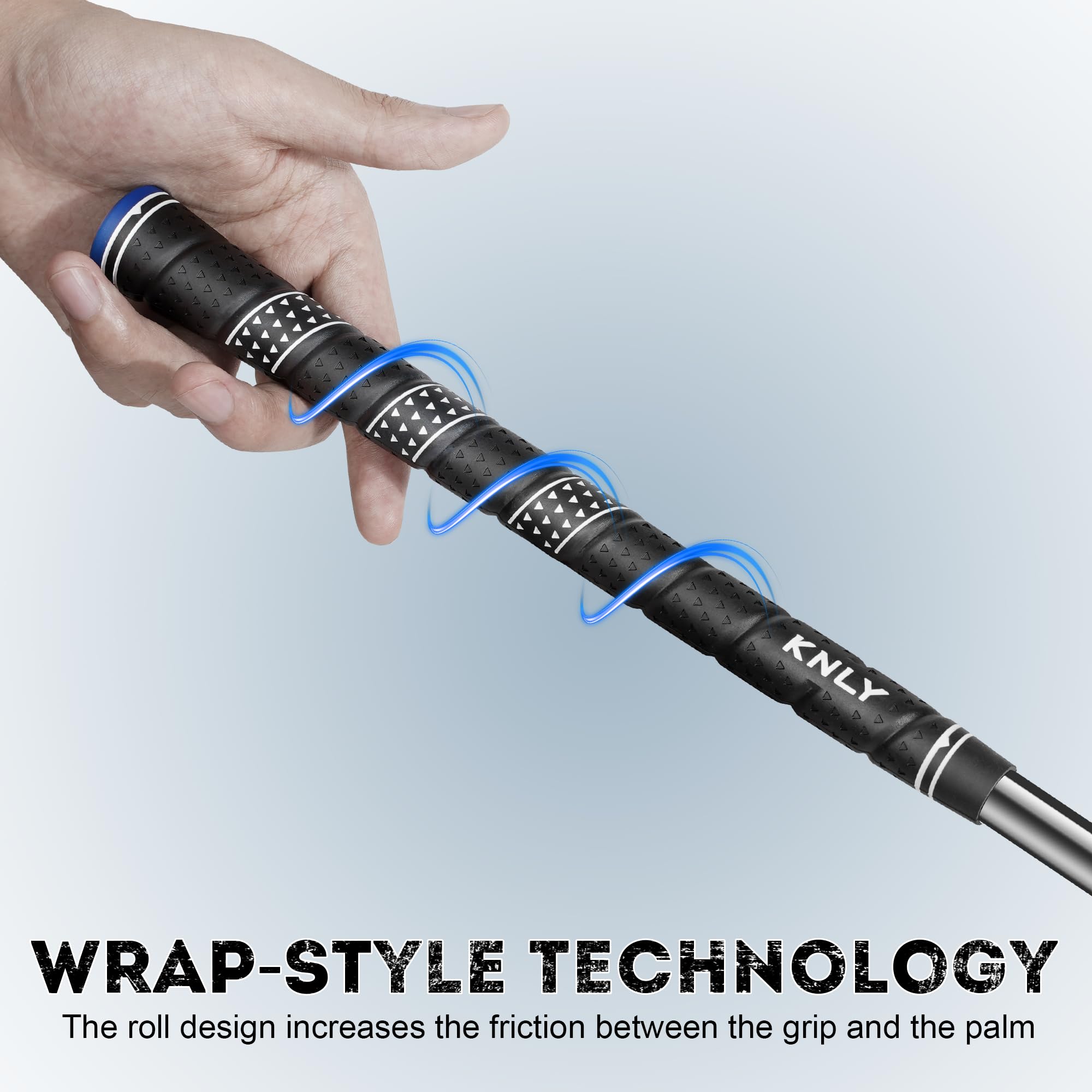 KNLY Wrap Golf Grips - Juego de 13 empuñaduras triangulares cóncavas con tecnología de control de textura, agarre de goma para todo tipo de clima, tamaño estándar/mediano, 13 empuñaduras con 15 cintas