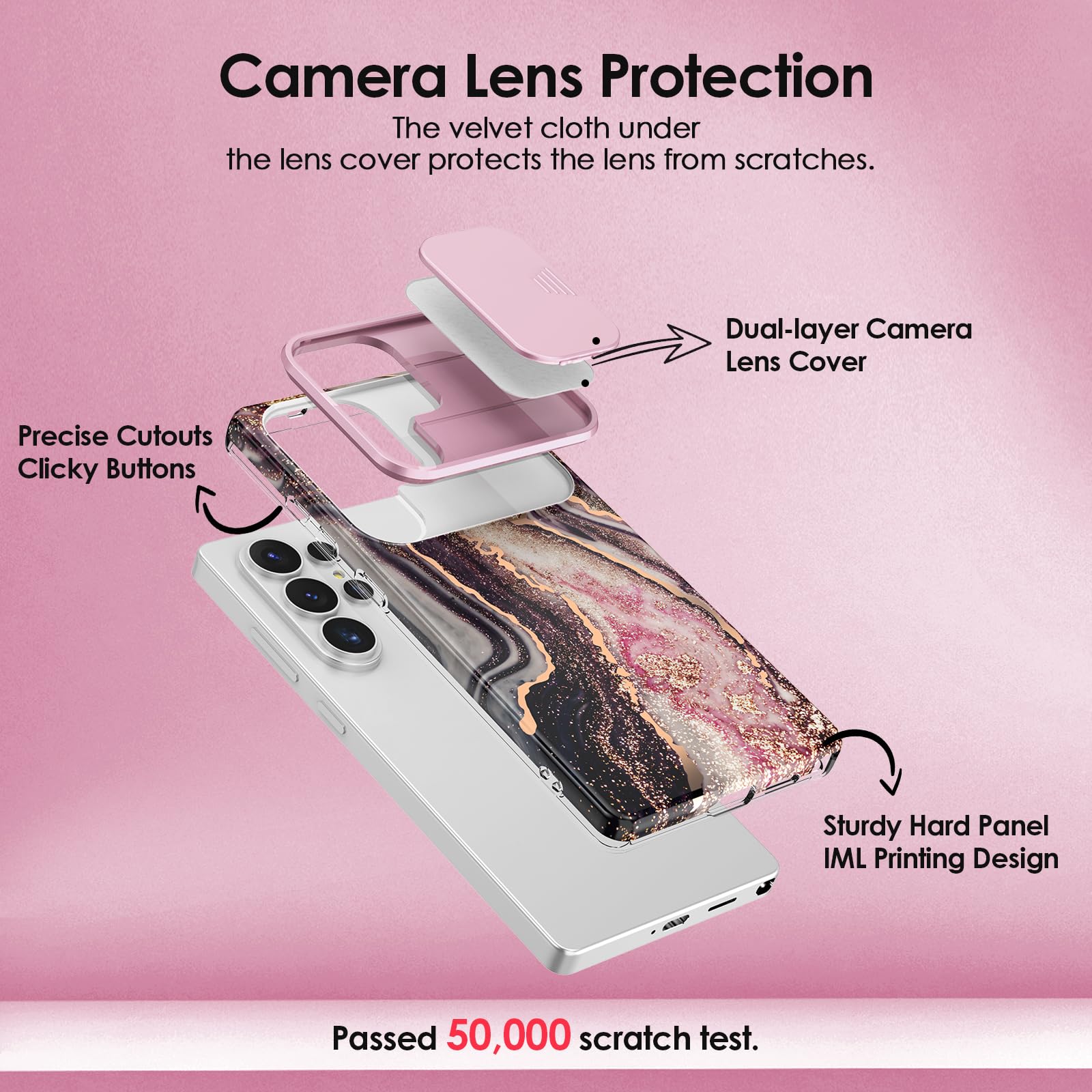SHEDEER Kompatybilne z Samsung Galaxy S26 Ultra, etui z przesuwaną osłoną aparatu + ochraniacz ekranu, przednie ramy TPU, odporne na wstrząsy i zarysowania, głęboka czerń