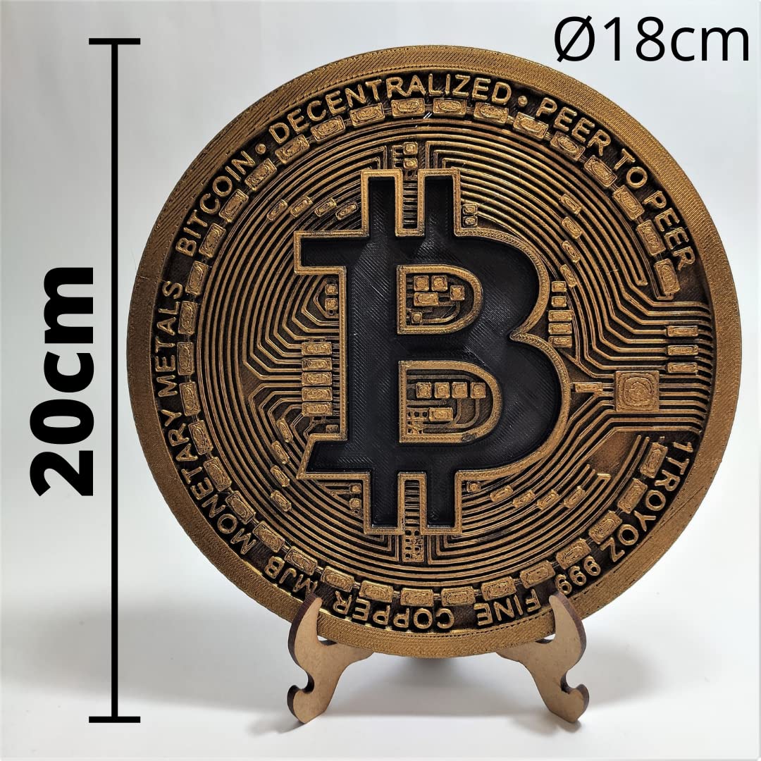 Moeda Bitcoin 3D Fisica Dourada 20 Cm Parede Com Suporte Trader :  Amazon.com.br: Brinquedos e Jogos