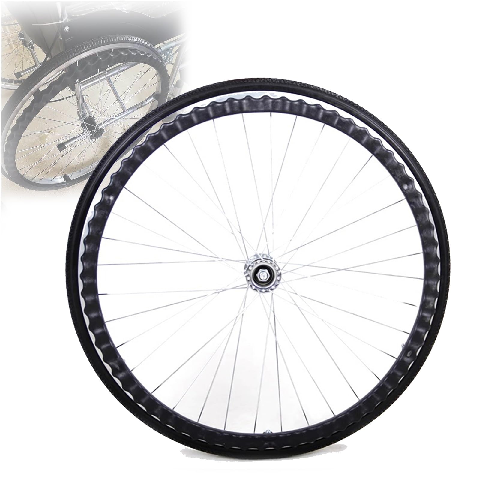 HJXGQJM Ruedas para Sillas De Ruedas Rueda Trasera De La Silla De Ruedas, Prueba De Pinchazos Macizos Ruedas para Sillas De Ruedas, para Sillas De Ruedas(24Inch/60cm(1Count))