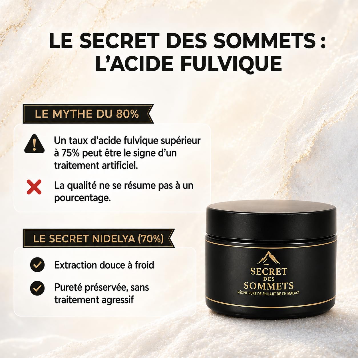 Shilajit Résine Premium 50g – 100% Naturel Sans Additifs – Purifié Authentique Himalaya – 70% Acide Fulvique Qualité Testée en Laboratoire UE – Secret Des Sommets Ayurvédique