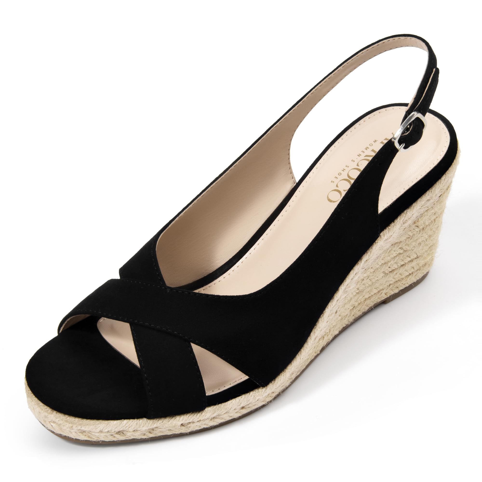 AprCoco Women's Wedge Sandals Espadrille Platform Comfort Open Toe Adjustable Slingback Wedges Heels for Women Summer Vacation