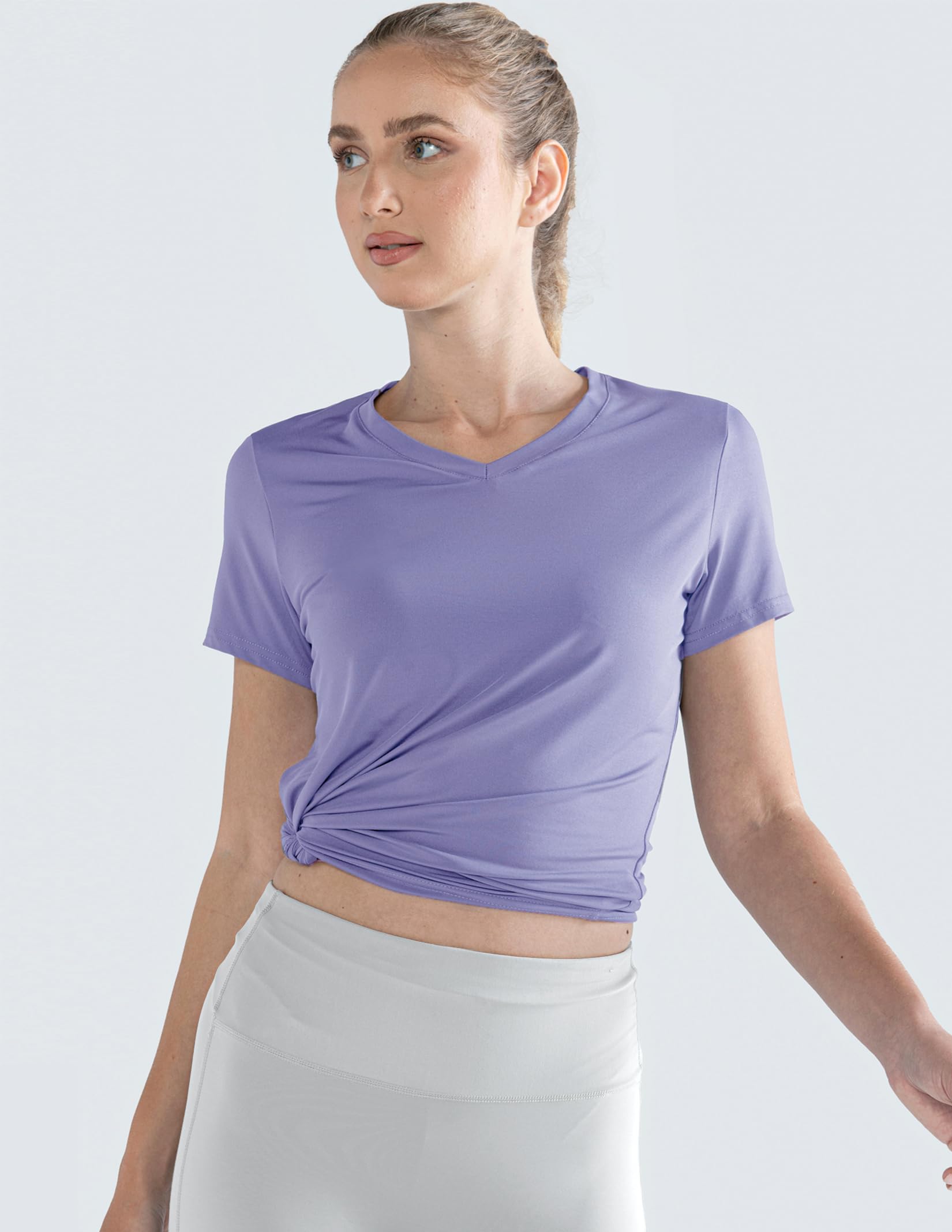 Lot de 5 t-shirts à manches courtes pour femmes, t-shirts d'entraînement athlétiques pour la gym, le yoga, la course à pied