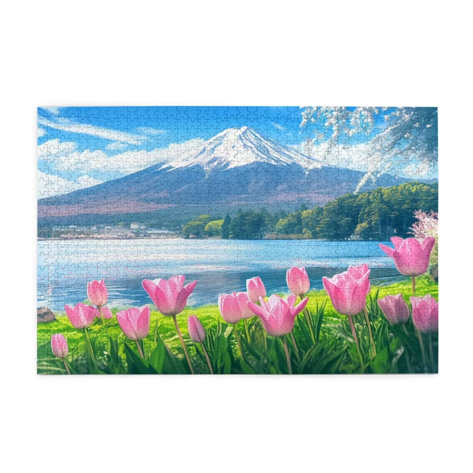 Puzzle 2000 sztuk tulipan duże jezioro puzzle dla dorosłych z pudełkiem do pakowania i obrazami referencyjnymi, zabawnymi grami dla całej rodziny, jako prezent dla przyjaciół i kochanków 2T-699