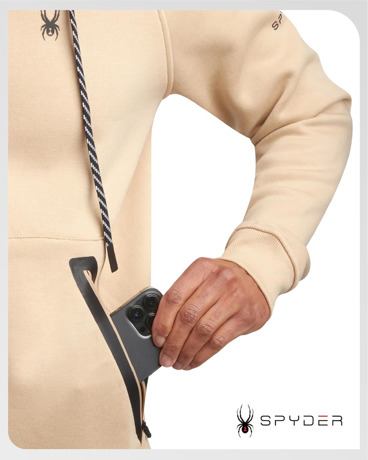 Spyder Mens Zip Up Hoodie - Super Soft Performance Fleece Sweatshirts for Men - Warm Athletic Hoodies for Running Walking Gym - Image 3