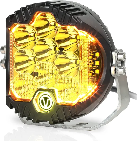 EKXAP 7 Inch 90W Amber Yellow LED Offroad Light with DRL, 8000LM Waterproof Driving Light Spot Flood Combo Work Light for Wrangler, ATV, SUV, UTV, Trucks, Pickup, 4x4, F150 - Pack of 1