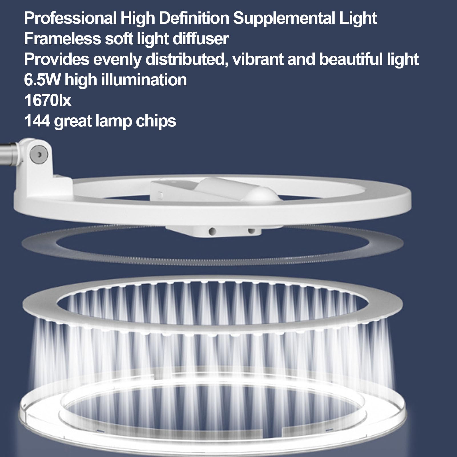 Eujgoov Luz de Anillo LED con Soporte de Abrazadera Ajustable para Grabar Videos Transmisión en Vivo, Luz de Anillo de Selfie para Escritorio Plegable Aleación de Aluminio Portátil Doblado