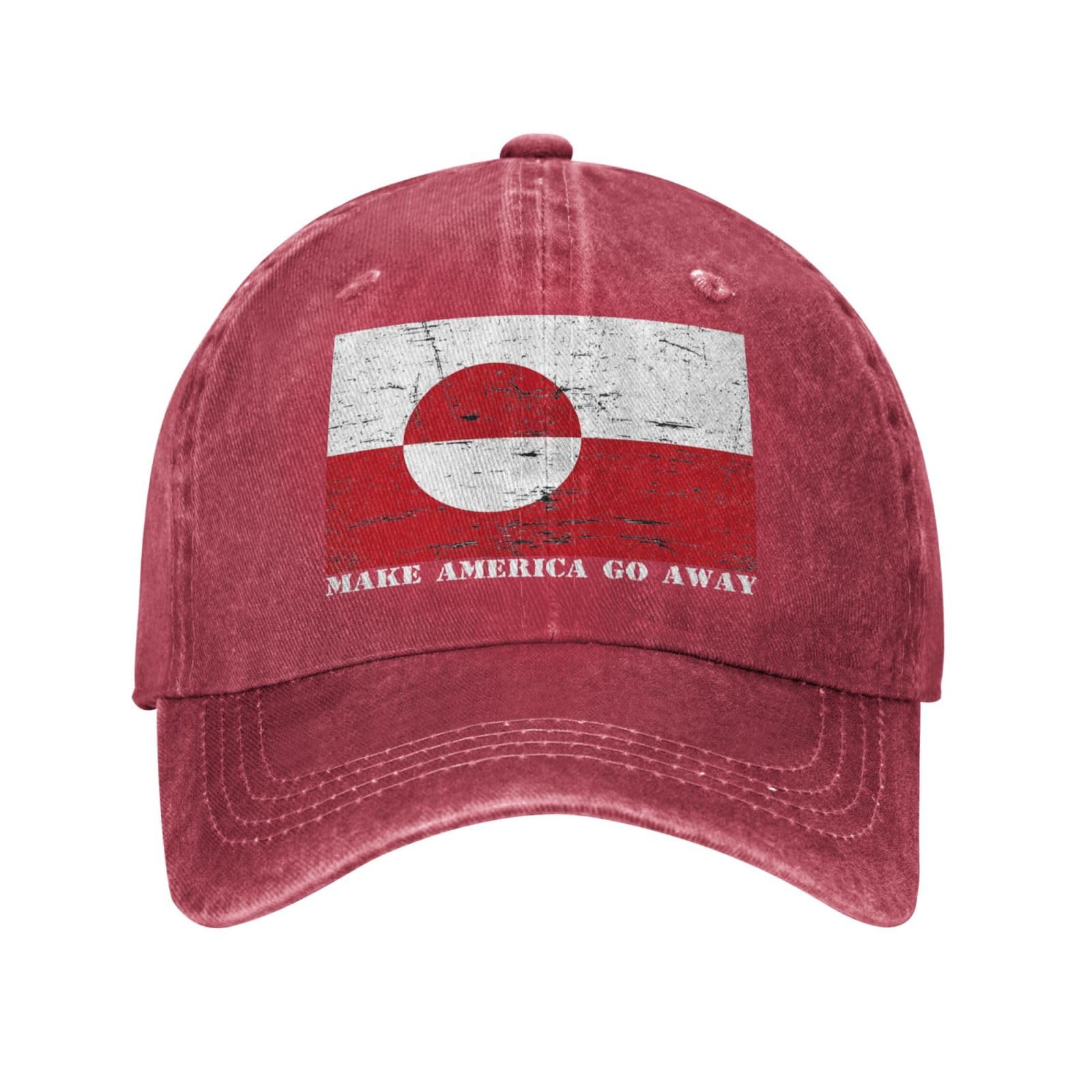 Gqwjksz Unisex Red Make America Go Away Caps For Men's Greenland Anti Hats For Men Make America Go Away Cap