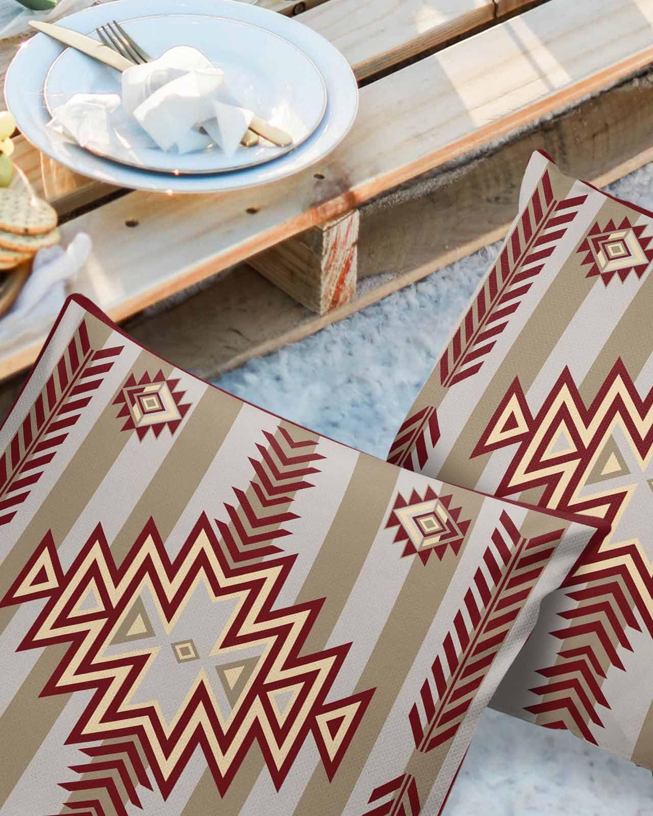 Brown Southwestern Outdoor Pillow Covers Waterproof,All Weather Cushion Case Set of 2 Decorative Pillowcases for Sofa Couch Bed Decor Patio Furniture 20