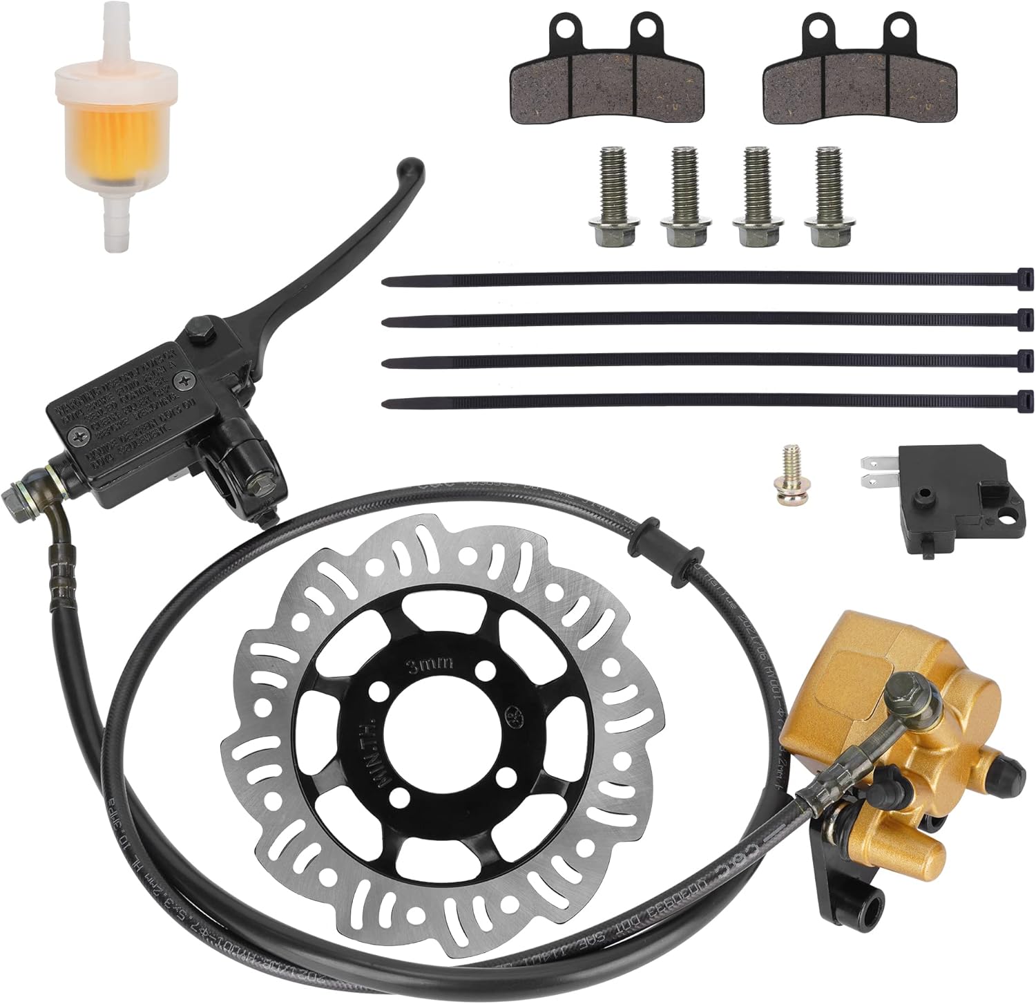 Front Disc Hydraulic Brake Master Cylinder Caliper Assembly with 190mm Front Disc