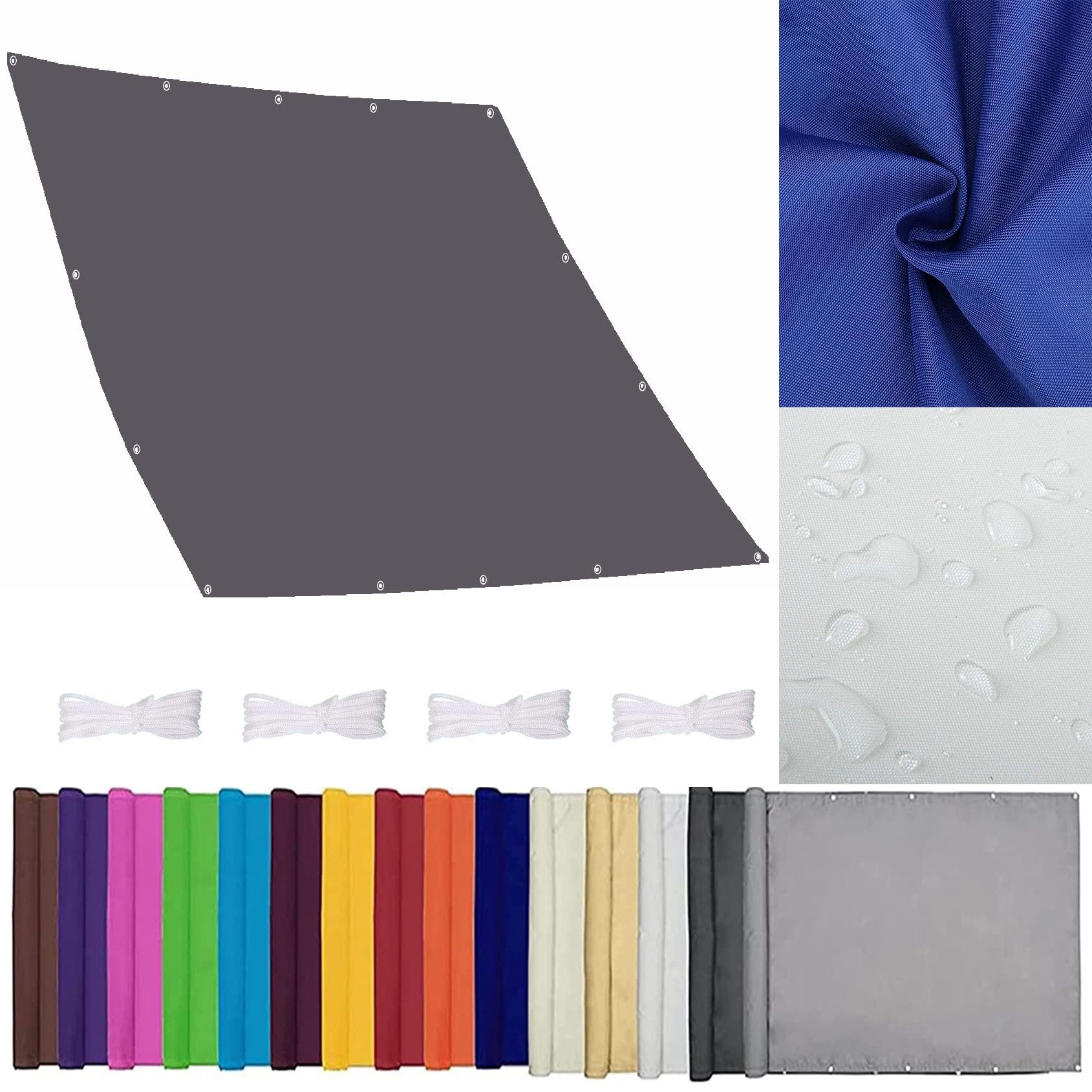 Voile d'ombrage rectangle 1.6x3.4m gris foncé pour protection plantes et extérieur