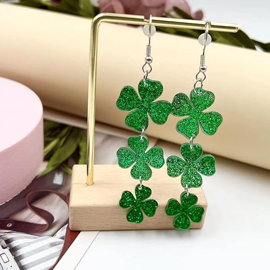 🍀 Lucky St. Patrick's Day Earrings! ☘️ Irish Shamrock Dangle Earrings