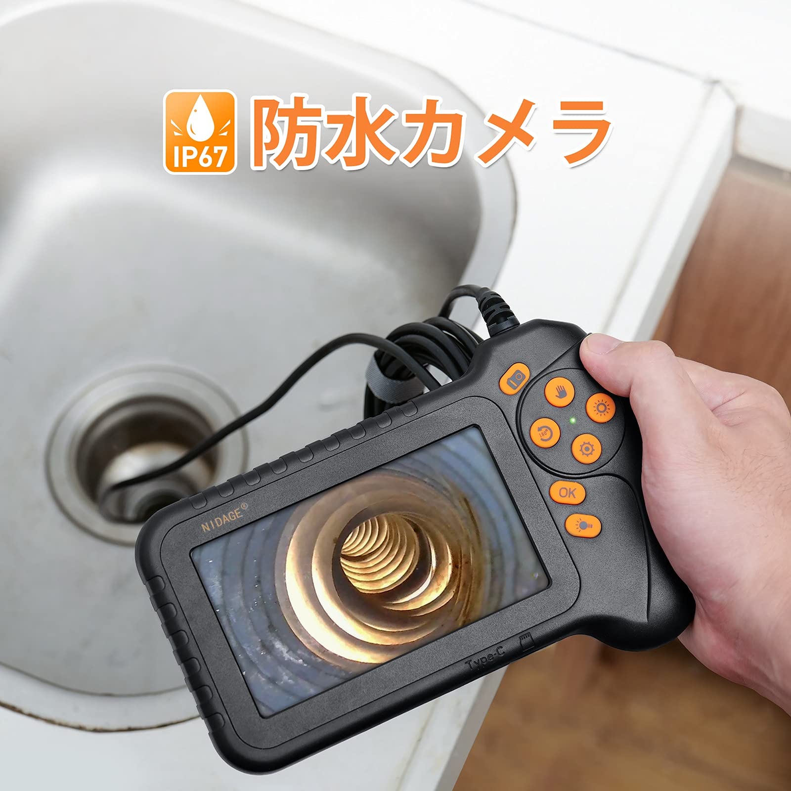 ☆5.5mm超細レンズ付きIP67防水内視鏡カメラ　多機能調光 Amazon | 【2K＆350万画素】ファイバースコープ デュアルレンズ