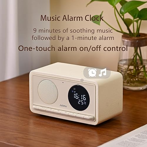 Miniatura 4 de Radio despertador, altavoces Bluetooth con reloj de escritorio, radio FM, carga inalámbrica y termómetros para el hogar
