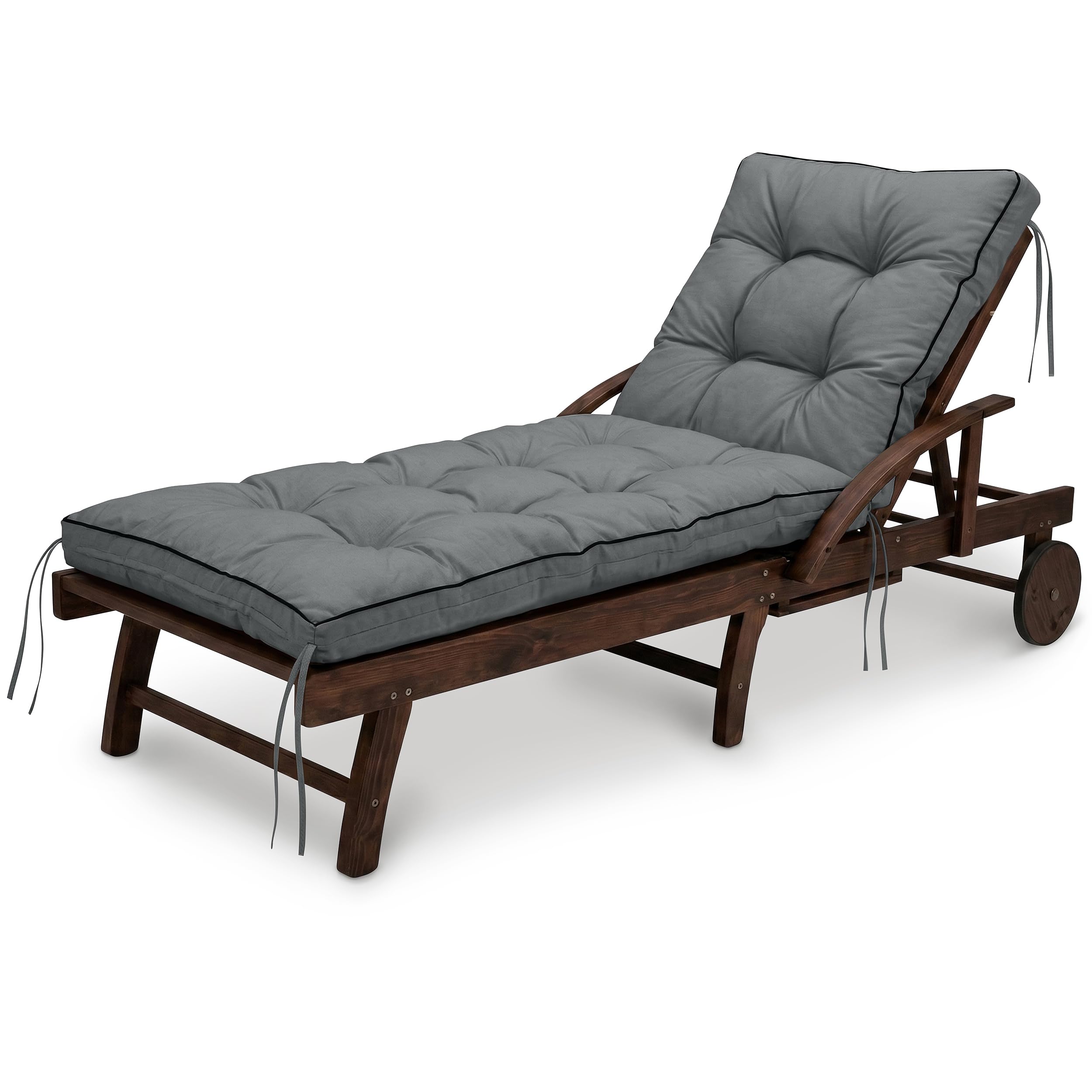 Spatium Liegenauflage Gartenliege Outdoor Sitzkissen Wasserabweisend Atmungsaktiv Gesteppt Sonnenliege Polster Bequem Robust Nachfüllbar 200x60cm Anthrazit