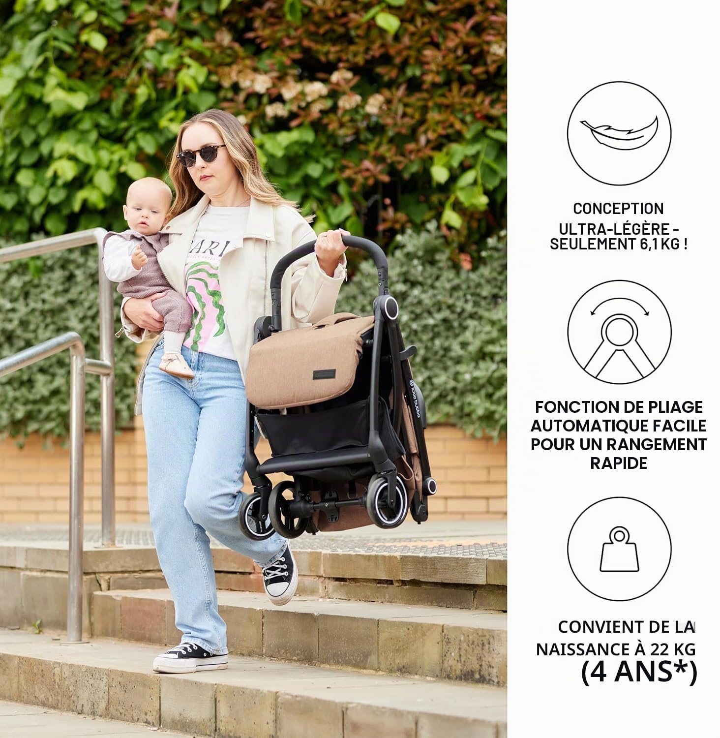 Ickle Bubba Poussette Max à pliage automatique - Noir