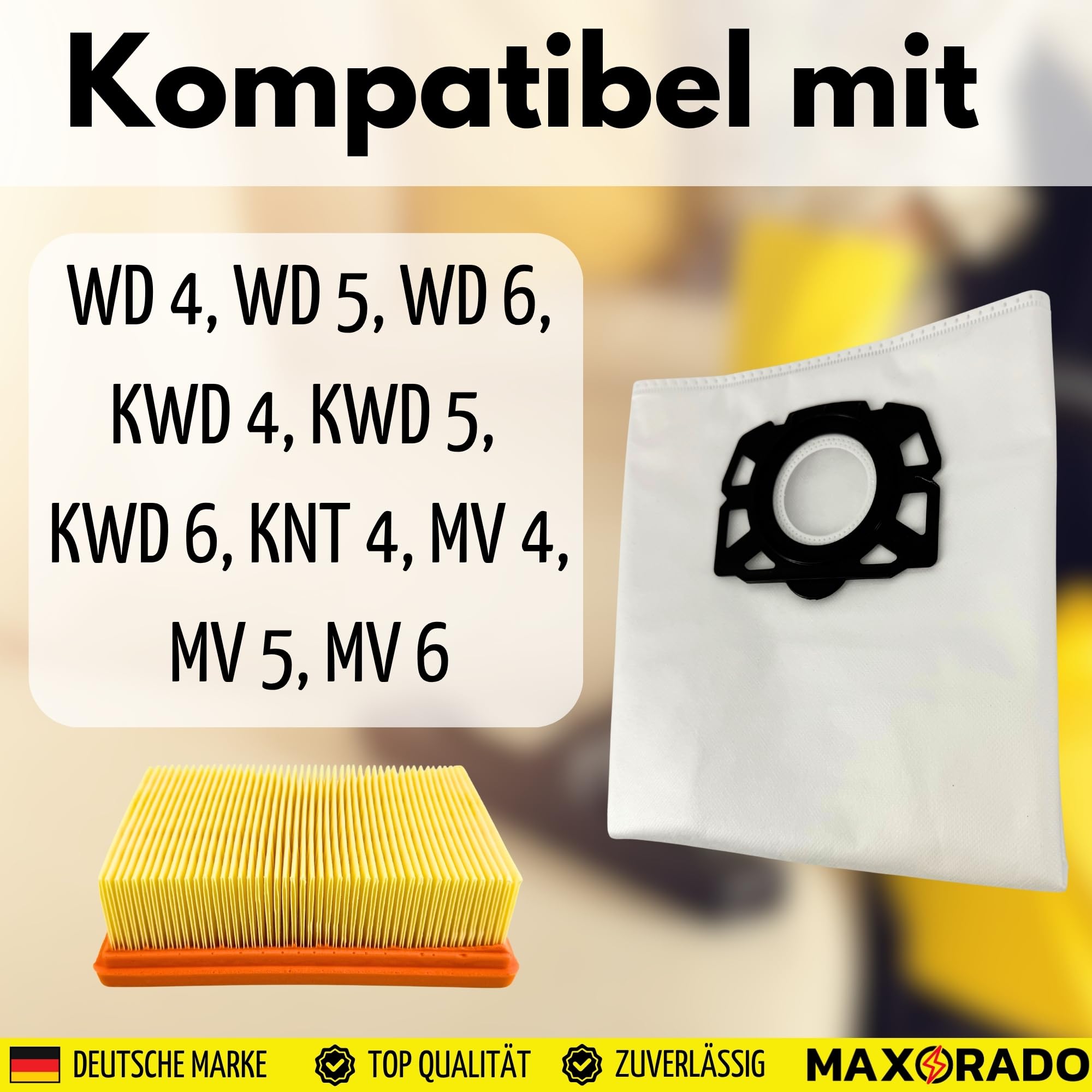 Lot de 20 sacs d'aspirateur + 2 filtres pour Kärcher KFI 487 MV4 MV5 MV6 WD4 WD5 WD6 KWD6 KWD5 KNT4 2.863-006.0