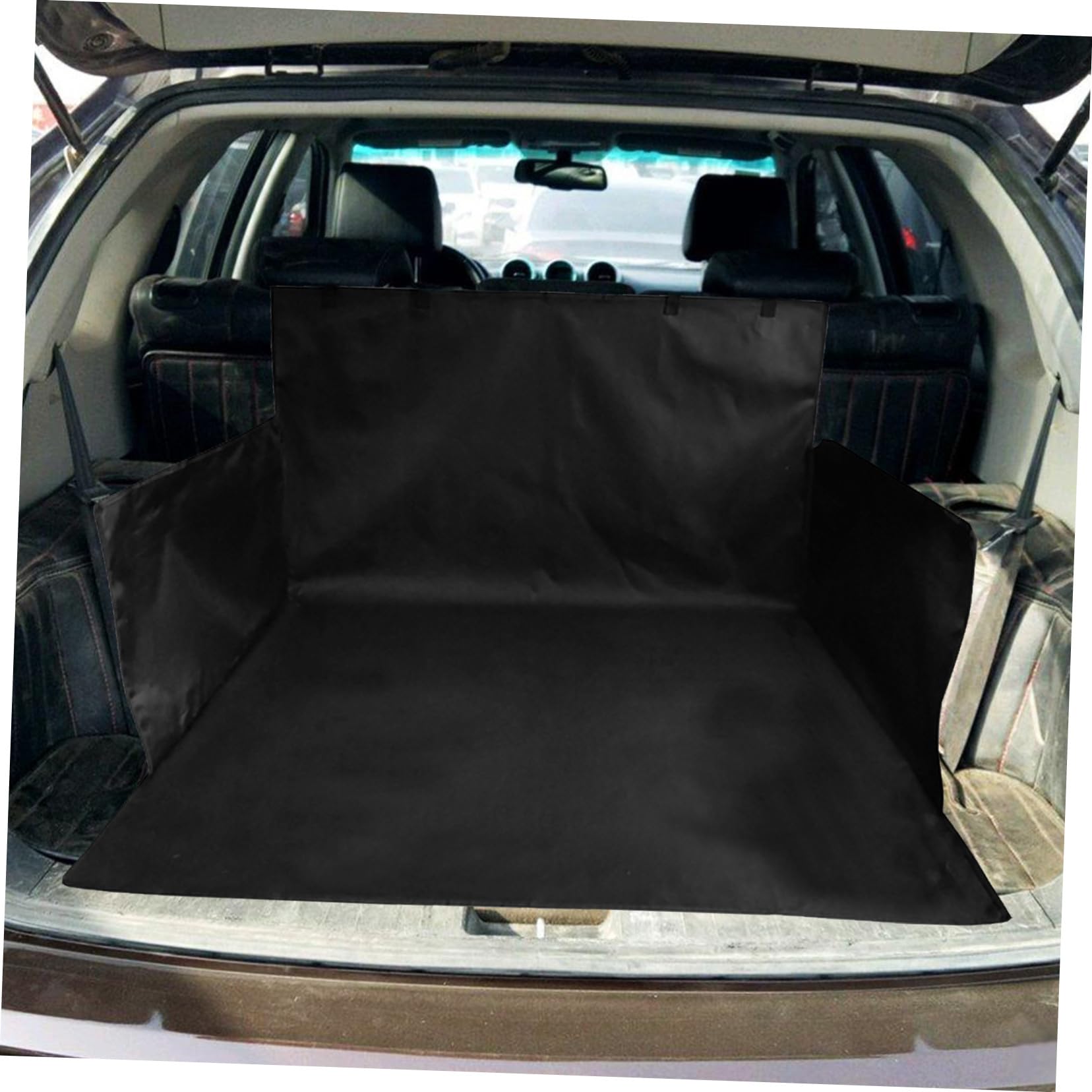 SUV Kofferraumschutzmatte für Hunde, Faltbar, rutschfest, Schwarz | Cloth Ausführung, für Kofferraum, Tragbar und Platzsparend Zusammenlegbar, als Auto Zubehör