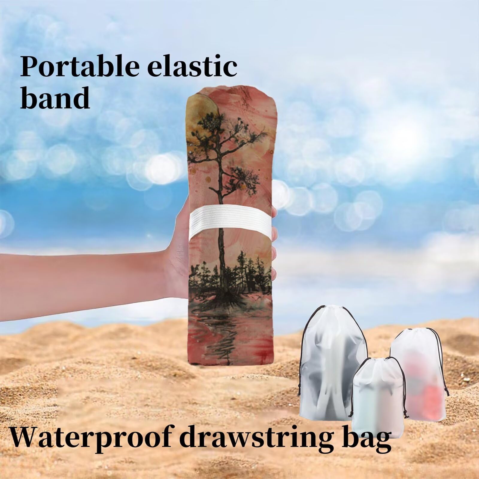 Strandtuch Rosa Tuschemalerei Mikrofaser Handtuch Groß 220 x 100 cm, Saunahandtuch Schnell Trocknendes, Sandfreie Stranddecke, Saugfähiges Badetuch, Platzsparende Reisehandtuch, Sauna Zubehör Y1-611